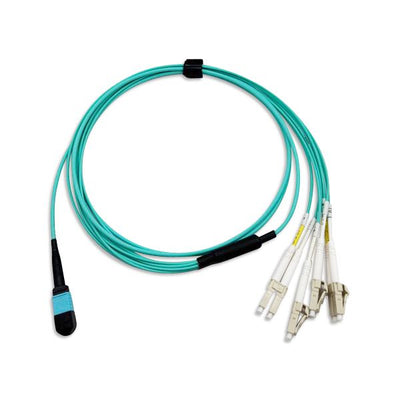 Fibre Optic OM4 Multimode MPO Female to 4 LC/UPC Duplex Breakout Cable